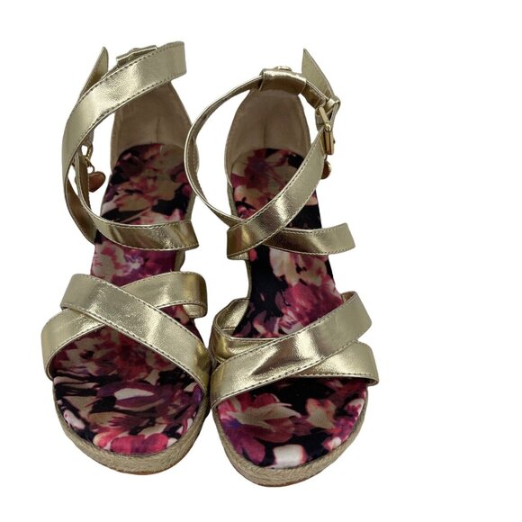 Stuart Weitzman Layette Caye  Sandal Wedge shoes Gold big Girls Size 1 US (EU32) - Picture 2 of 7